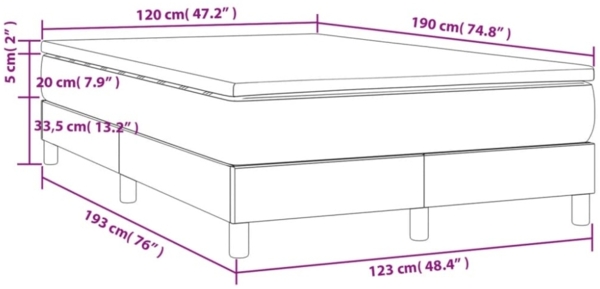 vidaXL Boxspringbett mit Matratze Dunkelgrau 120x190 cm Stoff 3269691 Bild 4