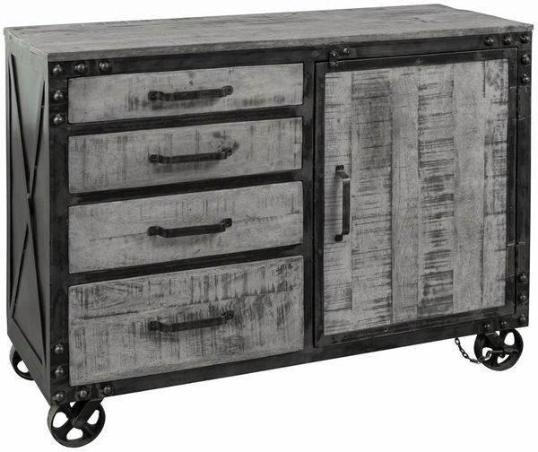 Sideboard Mango 120x46x92 grau lackiert HEAVY INDUSTRY #125