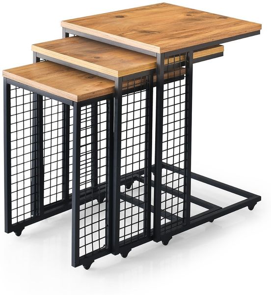 Hanah Home Elegant Pine Nesting Table Set (3 Pieces), 100% Melamine Coated Particle Board, 18 mm Thick | Perfect for Modern Living Rooms & Offices