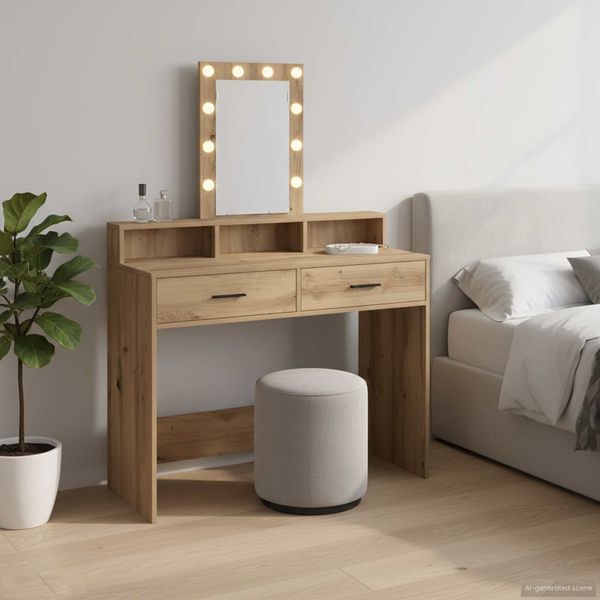 Schminktisch, Kosmetiktisch mit Speicher Braun 100 x 41 x 140 cm Holzwerkstoff