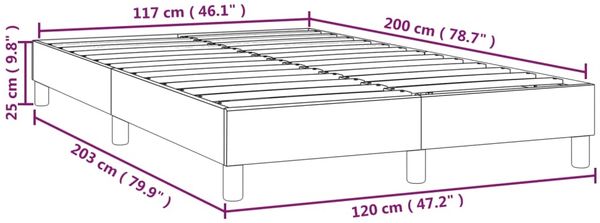 vidaXL Polsterbett, Stoff, 25,0 cm, Hellgrau, 120x200 cm, mit Lattenrost, Schwarz Bild 9