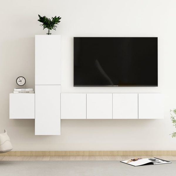 5-tlg. TV-Schrank-Set Weiß Spanplatte [3078653]