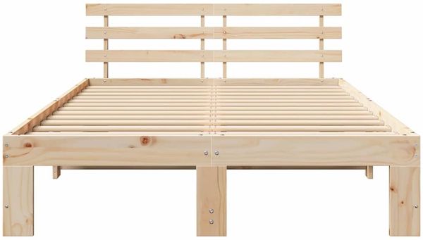 vidaXL Bettrahmen mit Kopfteil Natur 135 x 190 cm Massives Kiefernholz 872617 Bild 5