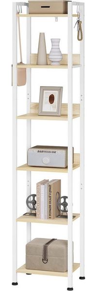 Woltu Standregal, mit 6 Ebenen, 4 Haken, Küchenregal Lagerregal