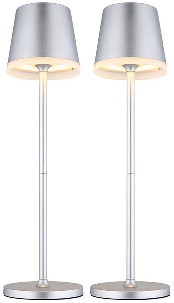 2x LED Tischleuchte, Solar, 2-fach verstellbar, Silber, H 41 cm