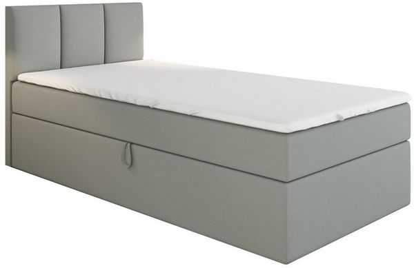 A&J MöbelLand GmbH Boxspringbett Einzelbett NASI mit Bettkasten, Topper und gepolstertem Kopfteil. (Boxspringbett mit Bettkasten und gepolstertem Kopfteil. Gratis Topper – nur jetzt erhältlich!, Kostenlose Lieferung! TOP ANGEBOT), Länge 208 cm Höhe 106 cm
