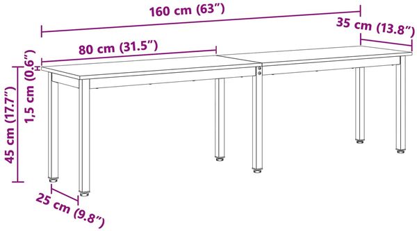 vidaXL Bank Weiß 160 x 35 x 45 cm Massives Kiefernholz 892776 Bild 10