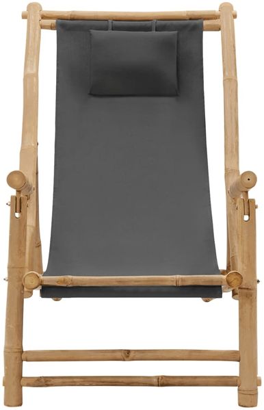 vidaXL Liegestuhl Bambus und Canvas Dunkelgrau 318595 Bild 2