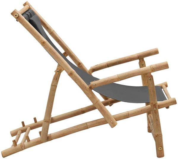 vidaXL Liegestuhl Bambus und Canvas Dunkelgrau 318595 Bild 3