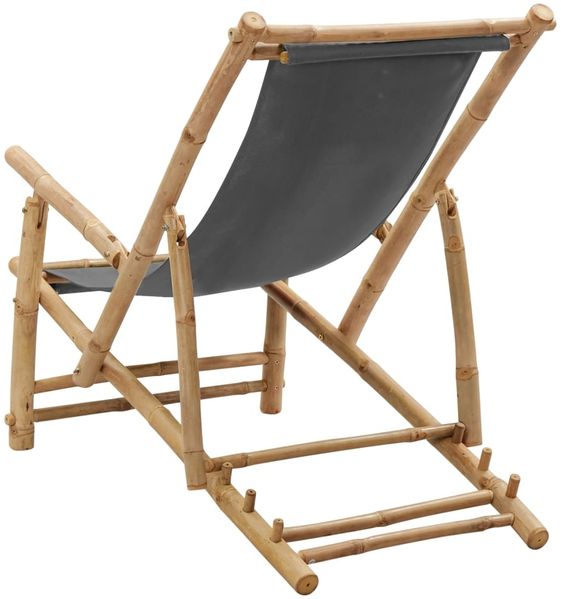 vidaXL Liegestuhl Bambus und Canvas Dunkelgrau 318595 Bild 5