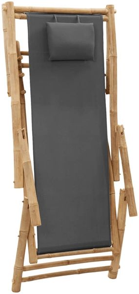 vidaXL Liegestuhl Bambus und Canvas Dunkelgrau 318595 Bild 6