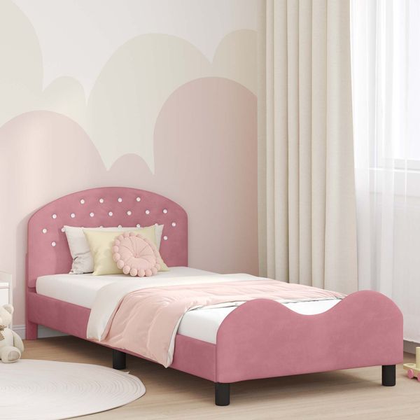 vidaXL Kinderbettgestell mit Kopfteil Rosa 80 x 200 cm Samt 42011116