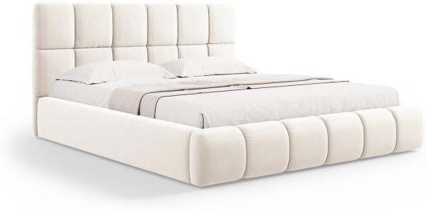 Micadoni Stauraumbett mit Kopfteil Bellis Samtstoff Bluvel Hellbeige 200x200
