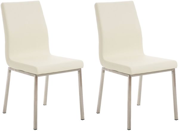 CLP 2er Set Esszimmerstühle Colmar Edelstahlgestell,creme