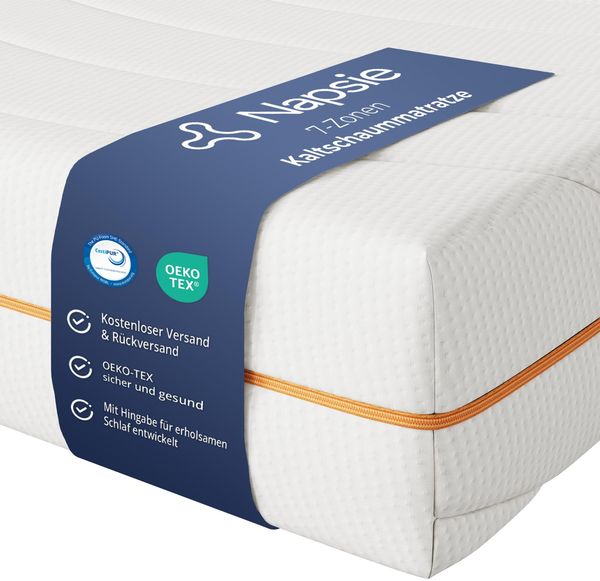 NAPSIE 7-Zonen Matratze | H3 &H2 | Beidseitig nutzbar | Hypoallergen & Antibakteriell | Bezug abnehmbar & waschbar | Oeko-TEX®(18cm, 120x200 cm)