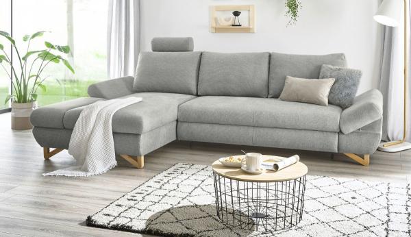 Ecksofa Skalm in grau mit Bettfunktion 284 cm