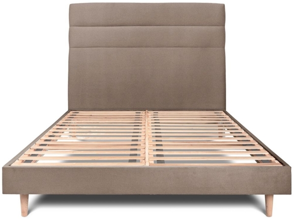 Bett mit gefüttertem Kopfteil – Samtstoff - 140 x 190 cm