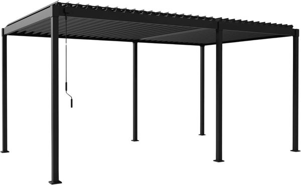 LECO Lamellenpergola FREE, Stahl-Lamellen und Stahlgestell anthrazit, 5x3 m