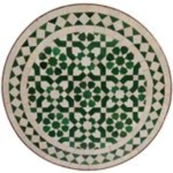Mosaik-Beistelltisch Ø45 cm Grün Weiß glasiert