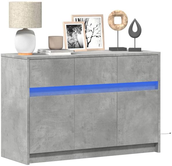 vidaXL TV-Schrank mit LED-Beleuchtung Betongrau 91x34x61 cm 852183