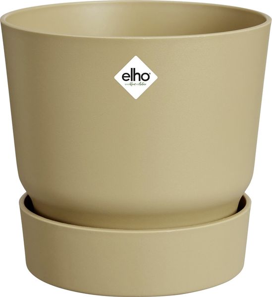 Elho Übertopf Greenville mit integrierten Wasserbehälter Kunststoff beige Ø 20 x 18 cm
