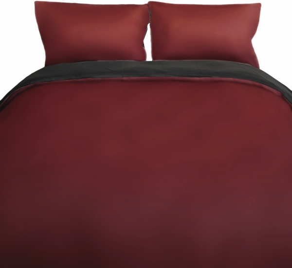 Einfarbige Wendebettwäsche 100% Baumwolle Satin mit Reißverschluss für Einzel- und Doppelbett Bordeaux/Anthrazit 200 x 220 cm + 2x 80 x 80 cm