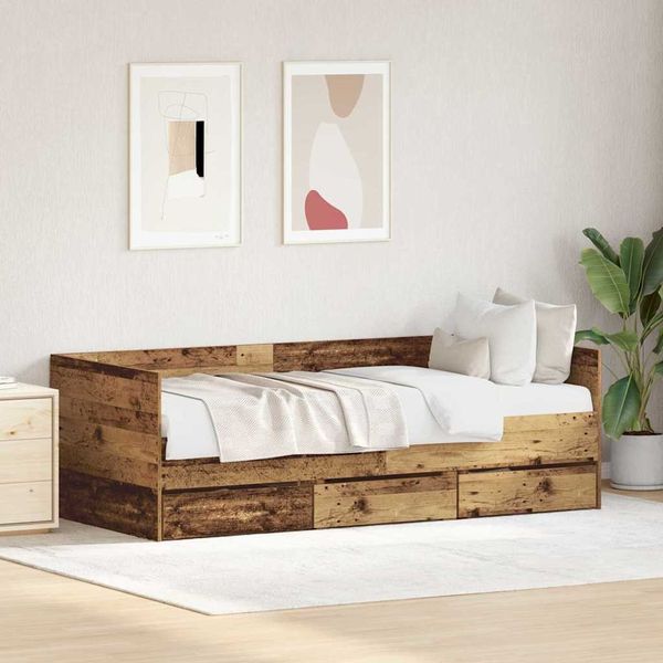 vidaXL Tagesbett mit Kopfteil Altholz 90 x 200 cm Holzwerkstoff 3333993