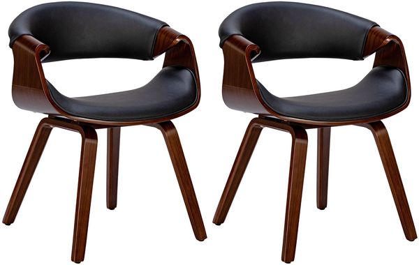 2er Set Esszimmerstuhl VIZON - Kunstleder Walnuss/schwarz 62x52x76 cm | Essstühle Esszimmerstühle Küchenstühle Wohnzimmerstühle