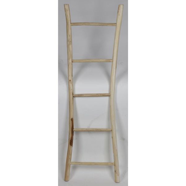 3x Holzleiter Teak Dekoration Handtuchhalter Garderobe Kleider Wand Haushalt