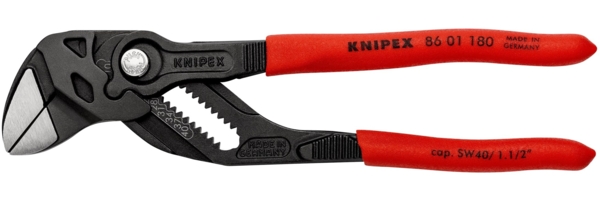 KNIPEX Zangenschlüssel 180 mm Zange grau atramentiert, Kopf poliert, Griffe mit