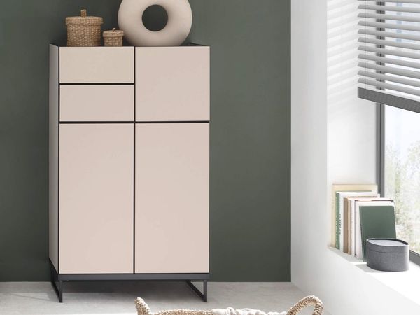 moebel-dich-auf Highboard VENEZIA (Badezimmer Midischrankin kaschmir 60 cm breit), push to open