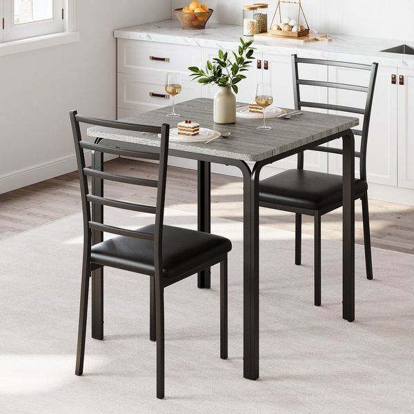 GarveeMore Essgruppe Ktichen Tisch mit 2 Stühlen für Küche & Esszimmer, Kompaktes Esszimmer-Set für kleine Räume(Tisch mit 2 Stühlen)