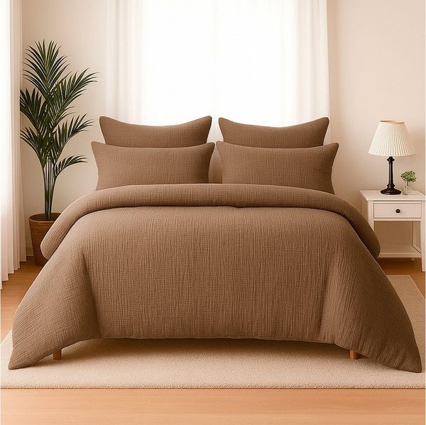 Wolkenfeld Bettwäsche Wolkenfeld Premium Musselin mit Reißverschluss, Musselin, 4 teilig, aus 100% Baumwolle – Atmungsaktiv & Weich – inkl. Kissenbezug 80x80