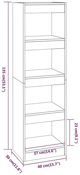 vidaXL Bücherregal/Raumteiler Räuchereiche 40x30x135 cm 813590 Bild 7