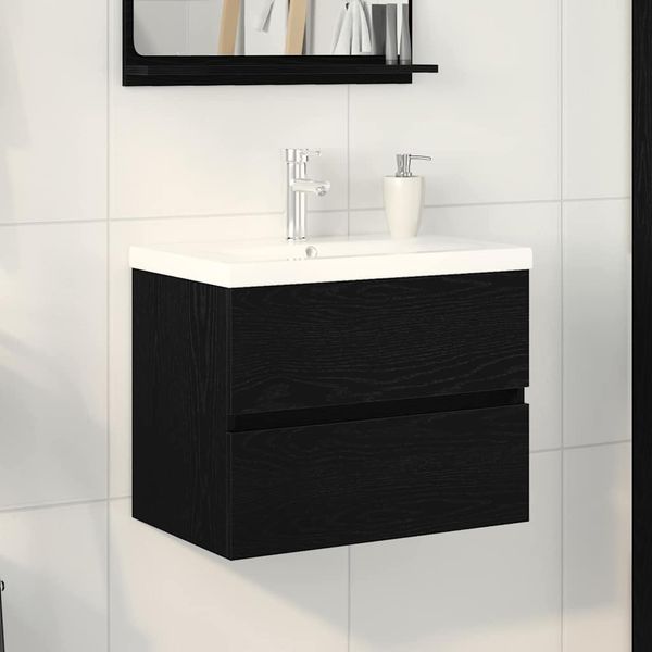 vidaXL Waschbeckenschrank Schwarz Eichen-Optik 60 x 39 x 62 cm 3333148