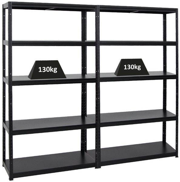 PROREGAL® Schwerlastregal MegaDeal Stabiles Steckregal STEEL EAGLE mit 5 Fachböden aus Stahl, 2-tlg, Kellerregal Lastenregal Garagenregal 130kg Fachlast