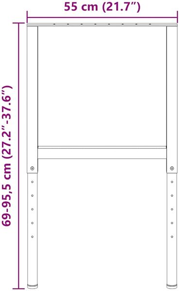 vidaXL Werkbankgestell Verstellbar 2 Stk. Metall 55x(69-95,5) cm 147931 Bild 12