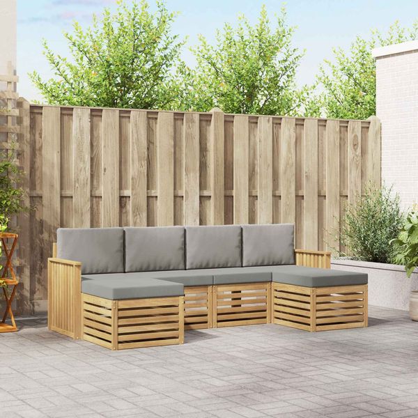 vidaXL Outdoor-Sofagarnitur 6 pcs Weiß und Hellgrau 3392271