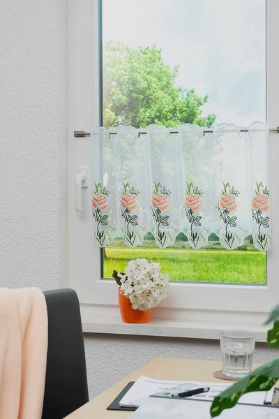 Stickereien Plauen Panneaux Nadia, Stangendurchzug (1 St), halbtransparent, Voile