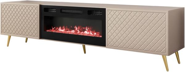 TV-Lowboard Temerra mit Kamin mit 2 Klappen (Farbe: Sandbeige)