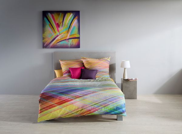 Fleuresse Mako-Satin Bettwäsche 240x220 Streifen Rauten multi bunt 115052-9