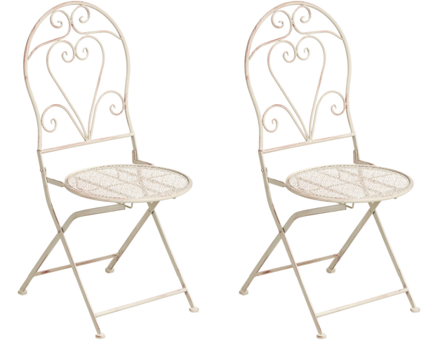 Gartenstuhl 2er Set FOLELLI klappbar Metall Hellbeige