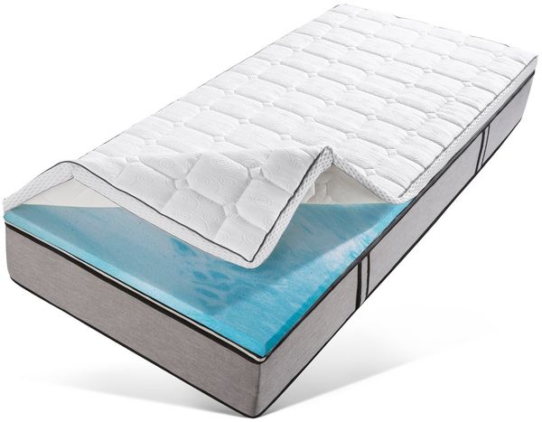 RIBECO, Topper Aaron MINI, Topper 90x200 cm,140x200, 180x200 cm & mehr, 5 cm hoch, Gelschaum, Matratze, Boxspringbett geeignet, ergonomisch, Made in EU, RG 40