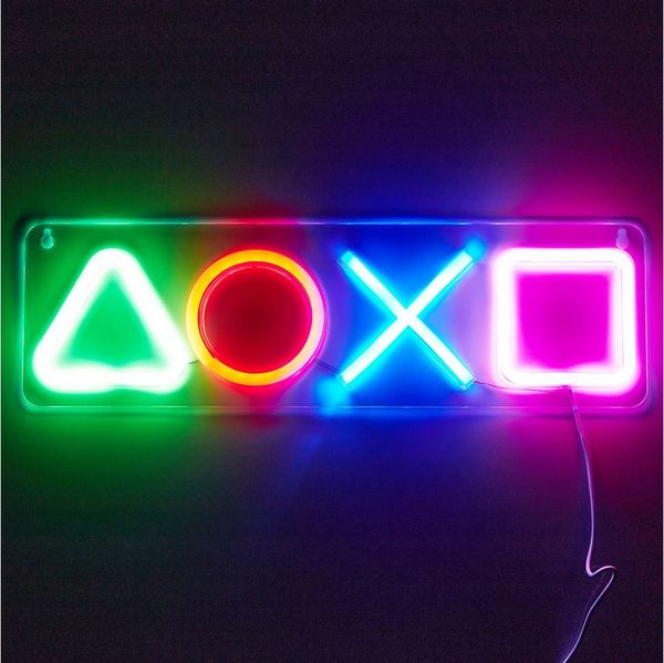MUPOO LED Stripe LED Gaming Neonlicht Schild,PS Playstation Symbol Licht, Neonlicht Leuchtreklame für Wanddekoration