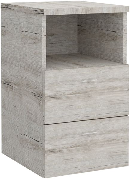 FMD Möbel - COLIMA 1 - Nachtkonsole mit 2 Schubkästen und 1 offenen Fach - melaminharzbeschichtete Spanplatte - Sandeiche Nb - 35 x 61,5 x 39,9cm