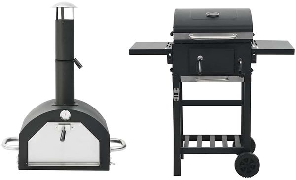 vidaXL 3-in-1 Outdoor-Pizzaofen & Grill Schwarz 3079733