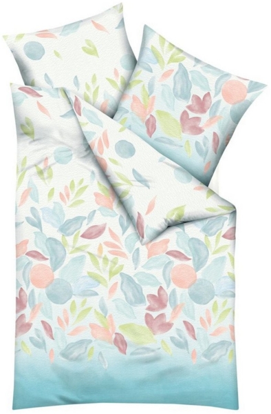 JACK Bettwäsche 135x200cm Matisse Orange oder Mint Pastellfarben, Seersucker, 2 teilig, abstrakte Blätter, künstlerisches Design