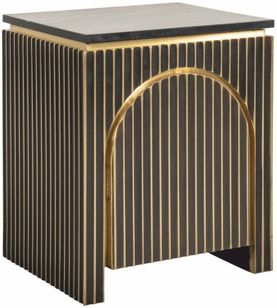 Casa Padrino Luxus Nachttisch mit Tür und Marmorplatte Schwarz / Gold H. 60 cm