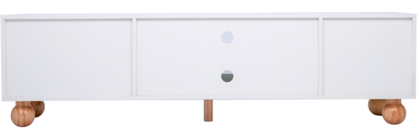 TV-Möbel, TV-Möbel mit Rattan-ähnlicher Tür,170×47×37 cm, Weiß und Holzfarbe,modernes Design, viel Stauraum Bild 9