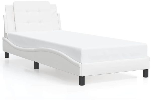 Einzelbettgestell Design für Erwachsene ohne Matratze Weiß 80x200 cm Kunstleder d5142e